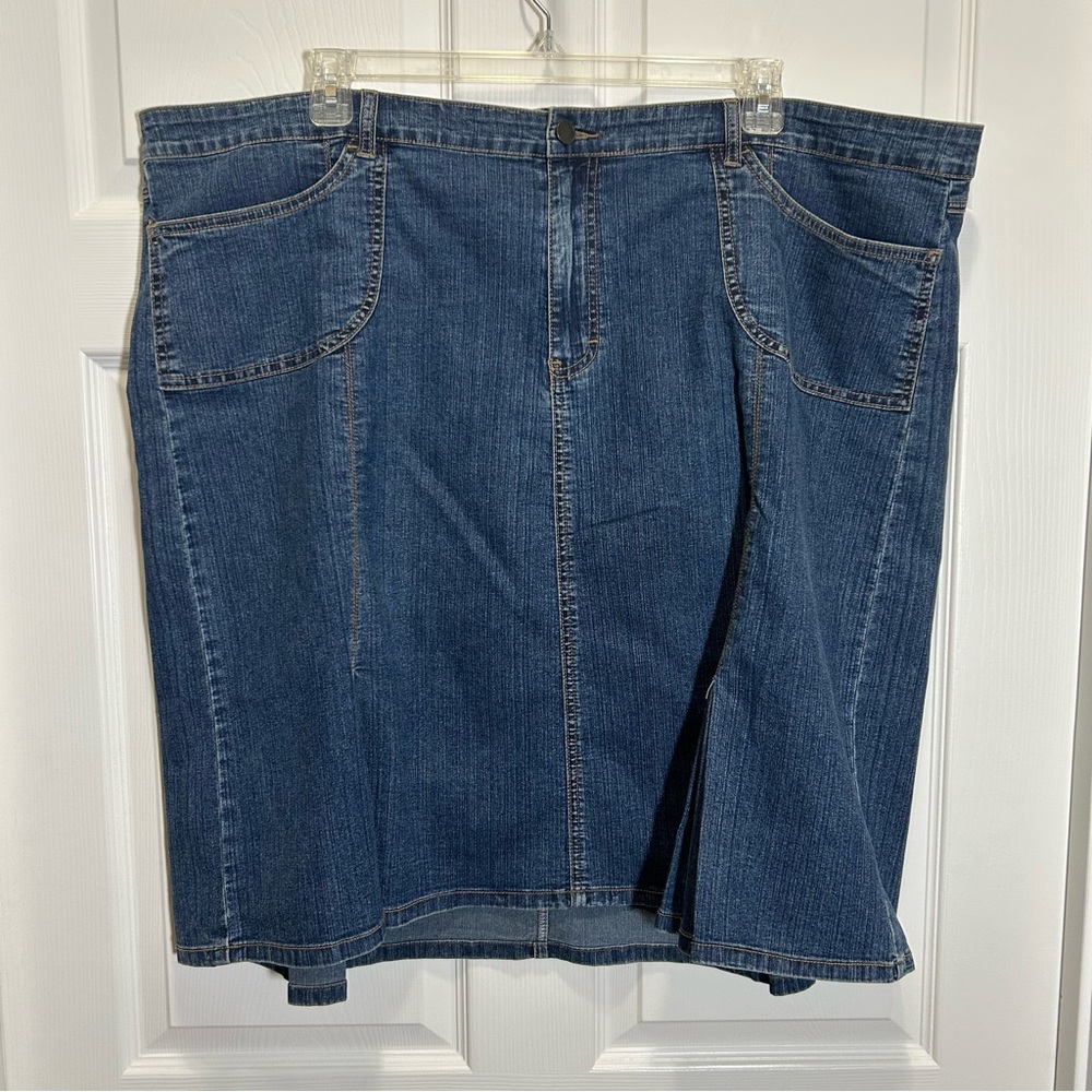 Avenue Blue Denim Knee-Length Skirt